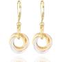 Tricolor Love Knot Everyday Dangle Lever-back Earrings with 925 Sterling Silver and 14K Yellow and Rose Gold-Filled Circles Unique Three Tone Jewelry Gift Idea for Women