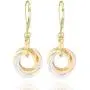 Tricolor Love Knot Everyday Dangle Lever-back Earrings with 925 Sterling Silver and 14K Yellow and Rose Gold-Filled Circles Unique Three Tone Jewelry Gift Idea for Women