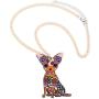 WEVENI Acrylic Cute Floral Chihuahua Dog Necklace Pet Pendant Chain Jewelry Gifts for Women Girls Ladies