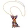 WEVENI Acrylic Cute Floral Chihuahua Dog Necklace Pet Pendant Chain Jewelry Gifts for Women Girls Ladies WEVENI Acrylic Cute Floral Chihuahua Dog Necklace Pet Pendant Chain Jewelry Gifts for Women Girls Ladies