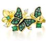 Santuzza Butterfly Ring 925 Sterling Silver Green Spinel Gold Star Flower Dangle Rings Jewelry for Women