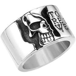 ZMY Home Genuine Stainless Steel Ring for Men Fashion Punk Rock Promise Circle Skull Rings