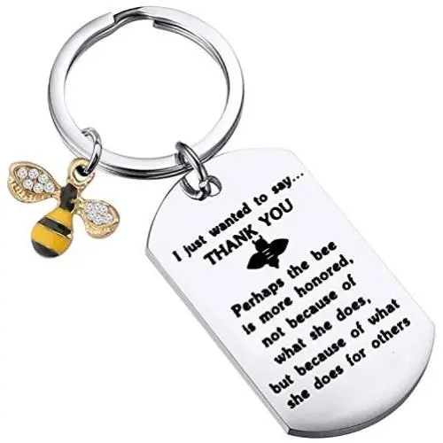 BEKECH Honey Bee Charm Keychain Perhaps the Bee Is More Honored Because of What She Does for Others Bee Jewelry Keyring Appreciation Gift for Teachers, Coworkers,Employees BEKECH Honey Bee Charm Keychain Perhaps the Bee Is More Honored Because of What She Does for Others Bee Jewelry Keyring Appreciation Gift for Teachers, Coworkers,Employees