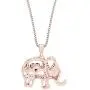 AFFY Round Cut Cubic Zirconia Elephant Floater Pendant Necklace in 14K Rose Gold Over Sterling Silver AFFY Round Cut Cubic Zirconia Elephant Floater Pendant Necklace in 14K Rose Gold Over Sterling Silver