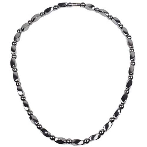 Hematite Necklace - Strong Magnetic Therapy Necklace Naturally Reduces Headache Pain - Arthritis in The Neck, Shoulder, and Head (17.6” (45cm))