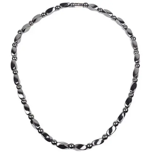 Hematite Necklace - Strong Magnetic Therapy Necklace Naturally Reduces Headache Pain - Arthritis in The Neck, Shoulder, and Head-18 inches Hematite Necklace - Strong Magnetic Therapy Necklace Naturally Reduces Headache Pain - Arthritis in The Neck, Shoulder, and Head-18 inches