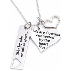 LParkin Cousin Necklace Side by Side Or Miles Apart We are Cousins Connected by The Heart