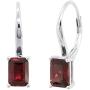 Sterling Silver Genuine Natural Emerald Cut Aquamarine Amethyst Blue Topaz or Garnet Leverback Earrings