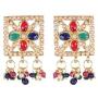 Crunchy Fashion Bollywood Style Traditional Indian Wedding Jewelry Green-Red peal Choker Necklace with Earring & tika Set for Women Girls