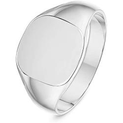 LANDA JEWEL Unisex Sterling Silver Cushion or Oval Shape Heavy Weight Polished Signet Ring