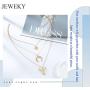 Jeweky Boho Layered Necklace Gold Horns Long Necklaces Pendant Chain Choker Jewelry for Women and Girls