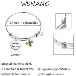 WSNANG Honey Bee Jewelry Always Bee You Bracelet Bee Lover Gift Inspirational Jewelry Gift for Her