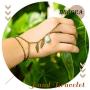 Derora Layered Finger Ring Bracelet Gold Leaf Hand Bracelet Chain Jewelry for Women and Girls
