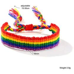 Defusky Rainbow Bracelets 2Pcs Gay Pride & Lesbian Bracelets Parade Accessory Wristband LGBT Pride Jewelry for Men Women