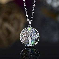Barzel 18K White Gold Plated Created Abalone Pearl Tree Of Life Necklace (1)