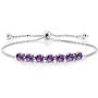 Gem Stone King Purple Amethyst 925 Sterling Silver Adjustable Bracelet 2.52 Ctw Gemstone Birthstone
