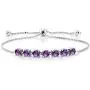 Gem Stone King Purple Amethyst 925 Sterling Silver Adjustable Bracelet 2.52 Ctw Gemstone Birthstone Gem Stone King Purple Amethyst 925 Sterling Silver Adjustable Bracelet 2.52 Ctw Gemstone Birthstone