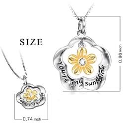 Sterling Silver Sunflower Necklace Gifts for Women You Are My Sunshine Necklace Jewelry for Mom Daughter Girlfriend (youre my sunshine necklace)