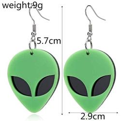 YINLIN Acrylic Green Alien Head Dangle Drop Earrings