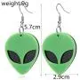 YINLIN Acrylic Green Alien Head Dangle Drop Earrings YINLIN Acrylic Green Alien Head Dangle Drop Earrings