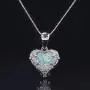 CiNily Ladies Angel Wing Necklace-White Opal Pendant Necklace Embellished with Cubic Zirconia Heart Shape Jewelry Gifts for Women Mom Girls