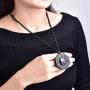 Handmade natural obsidian auspicious wealthy mother elephant jade pendant necklace