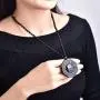 Handmade natural obsidian auspicious wealthy mother elephant jade pendant necklace