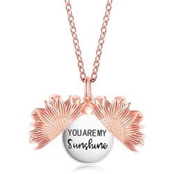 Fookduoduo 925 Sterling Silve Cremation Jewelry Sunflower Urn Necklace for Ashes You are My Sunshine Remembrance Gifts Locket Urn Pendant for Women