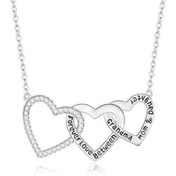 CDE Three Generations Necklace Forever Love Between Grandma Mom Daughter Sterling Silver Necklaces for Women 5A Cubic Zirconia Mothers Day Jewelry Birthday Gifts for Grandmother Mother