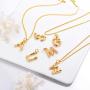 FOCALOOK Small Bamboo Initial Letter Pendant Necklace 18K Gold Plated Choker Necklaces for Women 14-16 Inch Adjustable