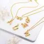 FOCALOOK Small Bamboo Initial Letter Pendant Necklace 18K Gold Plated Choker Necklaces for Women 14-16 Inch Adjustable