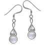 Silvershake Natural Moonstone White Gold Plated 925 Sterling Silver Victorian Swirl Style Dangle Hook Earrings