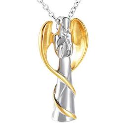 Angel Wing Fairy Cremation Jewelry for Ashes Stainless Steel Hold Loved Ones Ash Keepsake Memorial Urn Necklace