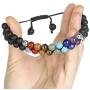 Top Plaza Bead Chakra Bracelet 7 Chakras Healing Crystals Bracelet Yoga Stone Beads Bracelets Meditation Relax Anxiety Bangle for Womens Mens