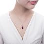 BERRICLE Rhodium Plated Sterling Silver Simulated Ruby Pear Cut Cubic Zirconia CZ Halo Bridal Bridesmaid Fashion Necklace and Earrings Set