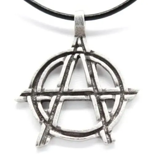 Trilogy Jewelry Pewter Anarchy Symbol Biker Gothic Pendant on Leather Necklace Trilogy Jewelry Pewter Anarchy Symbol Biker Gothic Pendant on Leather Necklace