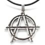 Trilogy Jewelry Pewter Anarchy Symbol Biker Gothic Pendant on Leather Necklace