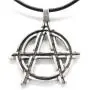 Trilogy Jewelry Pewter Anarchy Symbol Biker Gothic Pendant on Leather Necklace Trilogy Jewelry Pewter Anarchy Symbol Biker Gothic Pendant on Leather Necklace