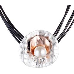 Big Bead Crystal Pendant Fashion Jewelry Black Leather Necklace for Women Chokers