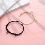 Magnetic Couple Bracelet Set, Black and White Bracelet Adjustable Couple Bracelets Great Gift for Women, Men, Lover, Him Her and Best Friend Rope Bracelet Set of 2