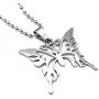 Stainless steel hollow butterfly pendant necklace with 23'' ball chain pure love couple best friend jewelry gift (No fade)