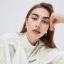 Korean version of the new paint geometric square earrings exaggerated fashion simple wild red earrings retro cold wind female