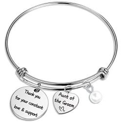 Ribukat Wedding Jewelry Aunt of The Groom Bangle Bracelet Thank You for Your Constant Love and Support Wedding Gift for Aunt