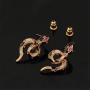 U7 Women Snake Jewelry Set Personalized Stainless Steel Serpent Vivid Snake Stud Earrings Necklace