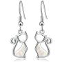 CiNily Opal Dangle Drop Earrings for Women Girls 18K White Gold Plated Note/Bar/Cat Gemstone Earrings Jewelry Gift