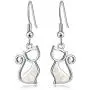 CiNily Opal Dangle Drop Earrings for Women Girls 18K White Gold Plated Note/Bar/Cat Gemstone Earrings Jewelry Gift