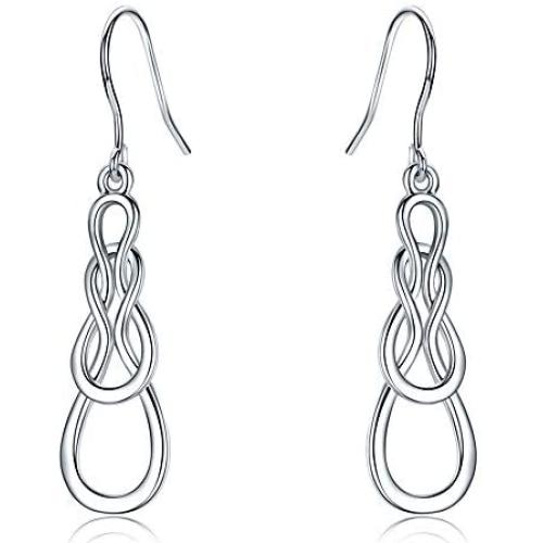 Silver Earrings for Women, 925 Sterling Silver Celtic Drop Earrings Jewelry Gifts for Mother Wife & Girlfriend