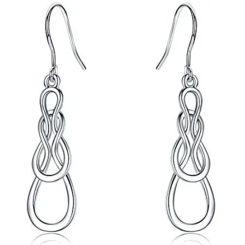 Silver Earrings for Women, 925 Sterling Silver Celtic Drop Earrings Jewelry Gifts for Mother Wife & Girlfriend
