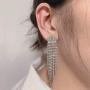 SELOVO Clear Austrian Crystal Chandelier Tassel Long Big Statement Chain Dangle Drop Earrings Silver Tone