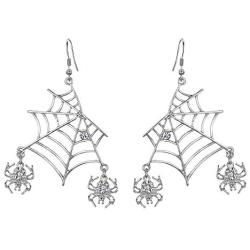 EVER FAITH Miraculous Halloween Jewelry Austrian Crystal Vivid Spider Hollow Web Animal Hook Earrings for Women